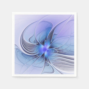 Serviette En Papier Abstrait Art Fractal Lavande Bleu