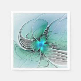 Serviette En Papier Abstrait avec du bleu, art fractal moderne
