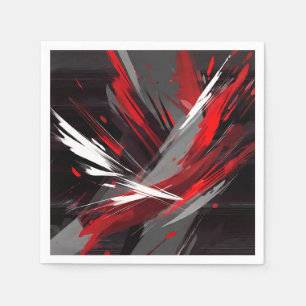 Serviette En Papier Abstrait Énergétique Rouge Et Gris Gras
