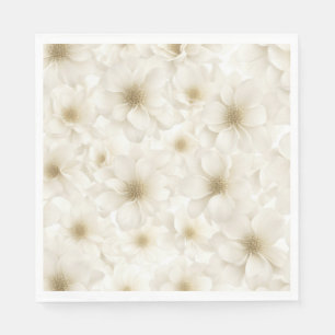 Serviette En Papier Abstrait floral ivoire doux