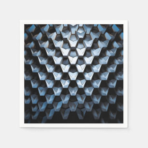 Serviette En Papier Abstrait Futuriste Bleu Géométrique Métallique