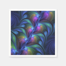 Abstrait Lumineux Bleu Rose Vert Fractal Coloré