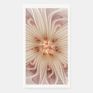 Serviette En Papier Abstrait Moderne Peach Pastel Flower Fractal Art