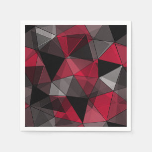 Serviette En Papier Abstrait, noir et rouge, triangle, géométrique, no