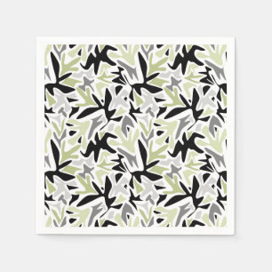 Serviette En Papier Abstrait, Noir et Vert, Jeunesse, Moderne, Créatif