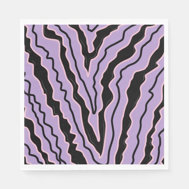 Serviette En Papier Abstrait noir violet marbre Boho Super Motif (Devant)