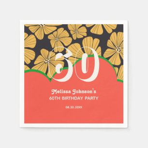Serviette En Papier Abstrait rétro Chamomile Floral Jaune Anniversaire