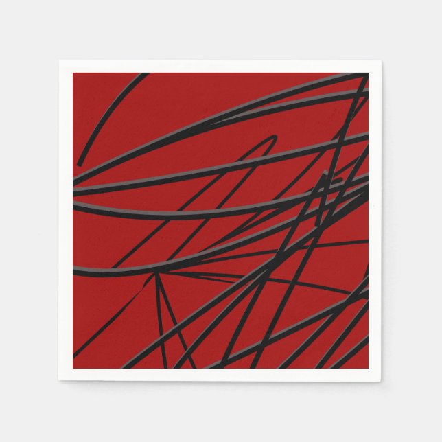 Serviette En Papier Abstrait rouge moderne (Devant)