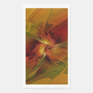 Serviette En Papier Abstrait Rouge Orange Brown Vert Fractal Art Flowe