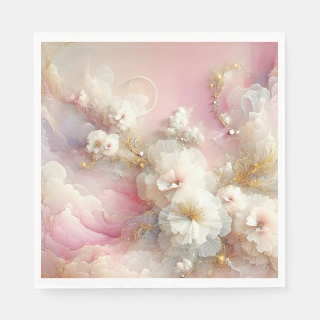 Serviette En Papier Abstraite florale de Tulle nuptiale (Devant)