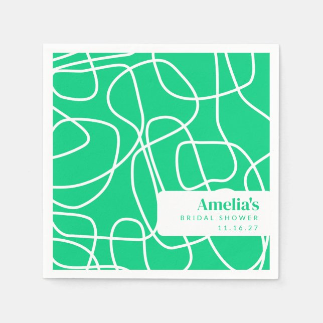Serviette En Papier Abstraite ligne moderne Art Vert Douche personnali (Devant)