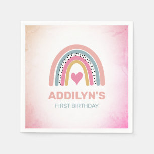 Serviette En Papier Abstraite Rainbow Girls 1st Birthday Party Invitat