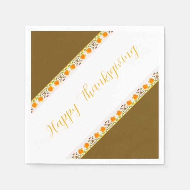 Serviette En Papier Accentué De Serviettes De Motif Orange (Devant)