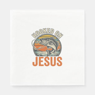 Serviette En Papier Accro à Jésus Bass Fishing Vintage Foi