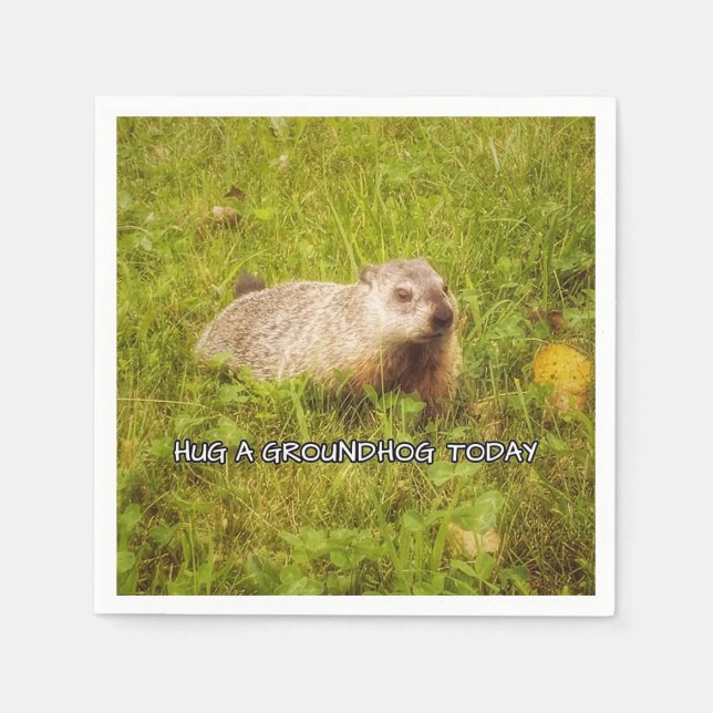 Serviette En Papier Accrocher une marmotte aujourd'hui serviettes (Devant)
