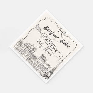 Serviette En Papier Accueil Baby shower Français Hand Drawn Bonjour