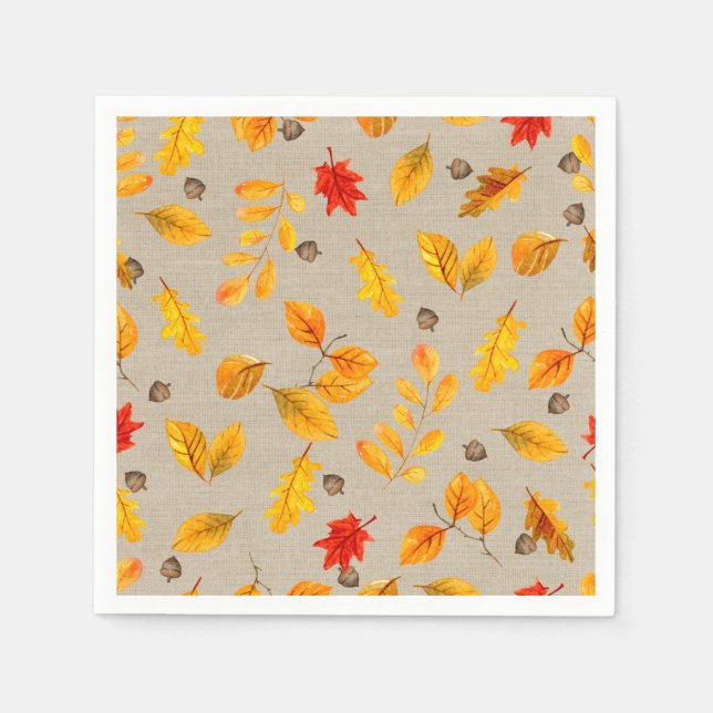 Serviette En Papier Acornes d'automne et Feuilles (Devant)
