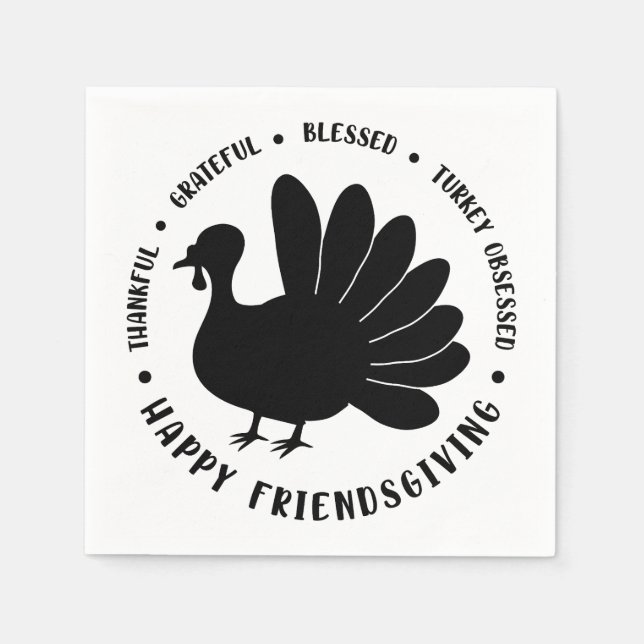 Serviette En Papier Action de grâce Friendsgiving Automne Dinde | Vaca (Devant)