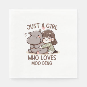 Serviette En Papier Adorable Baby Hippo, Jus Une Fille Qui Aime Moo De