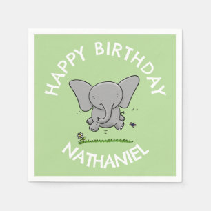 Serviette En Papier adorable bébé éléphant anniversaire personnalisé