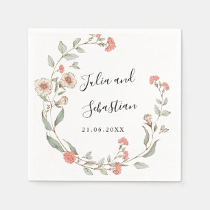 Serviette En Papier Adorable Blush mariage monogramme de fleur grappes