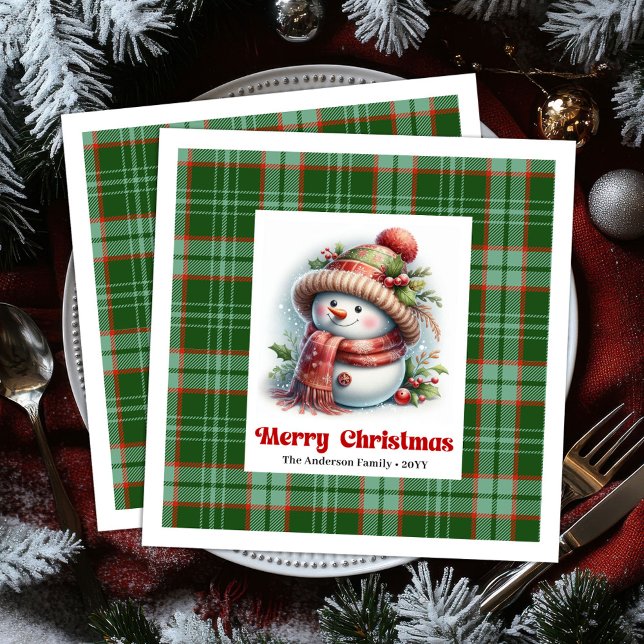 Serviette En Papier Adorable Christmas Snowman Napkins Editable Custom (Adorable Christmas Snowman Napkins Editable Custom Name

)