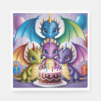 Serviette En Papier Adorable Dragons arc-en-ciel