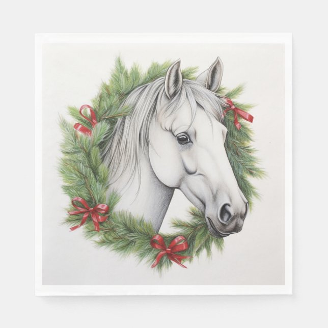 Serviette En Papier Adorable Noël Cheval Design (Devant)