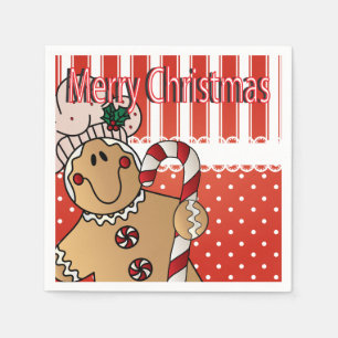 Serviette En Papier adorable pain d'épices homme Noël amusant