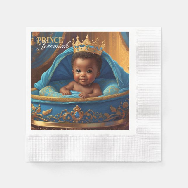 Serviette En Papier Adorable Prince africain Baby shower royal / Anniv (Devant)