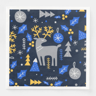 Serviette En Papier Adorables Noël style scandinave Bleu