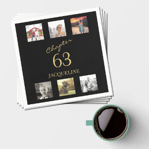 Serviette En Papier Adulte 6 Photo Black Gold Anniversaire