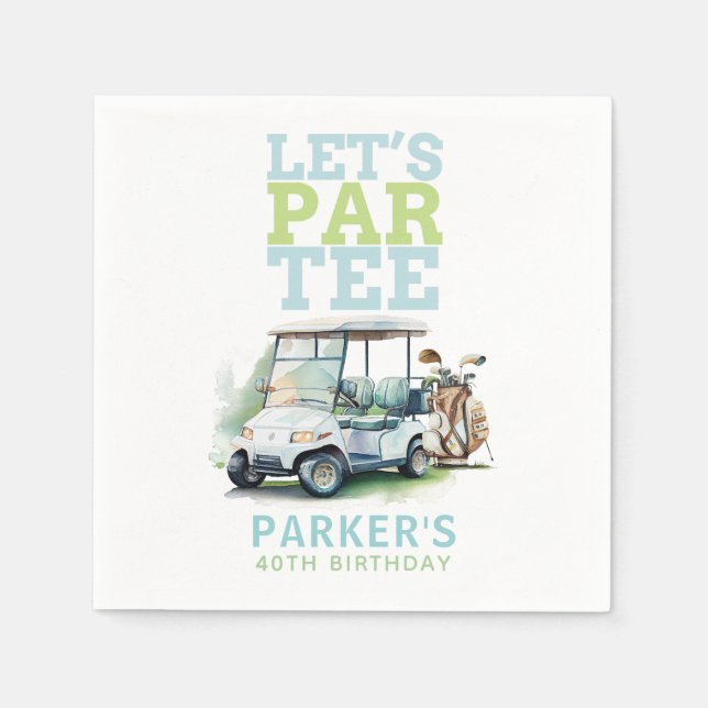 Serviette En Papier Adulte Anniversaire Parte Golf Personnalisé (Devant)