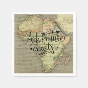 Serviette En Papier Adventure Attend la carte de l'ancien monde