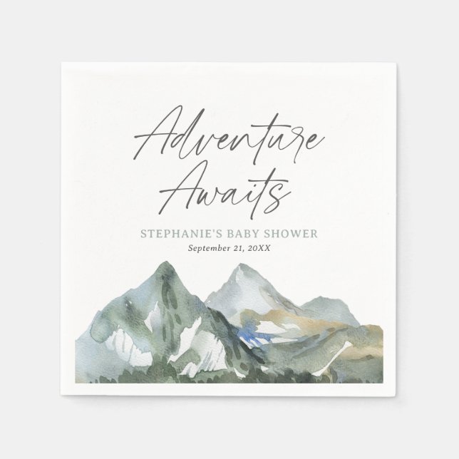 Serviette En Papier Adventure Await Mountain Boy Baby shower (Devant)
