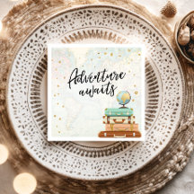 Adventure Await Travel Gold Confetti Baby shower