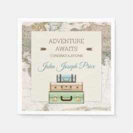 Serviette En Papier Adventure Await World Travel Map Moderne