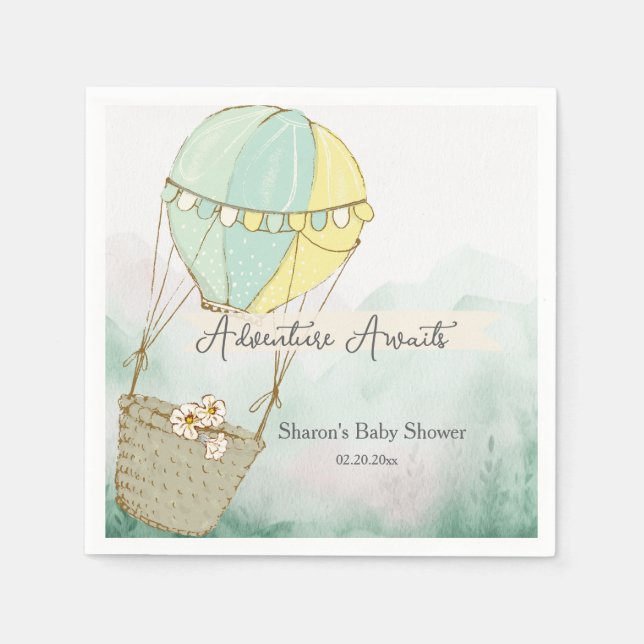 Serviette En Papier Adventure Awaits Hot Air Balloon (Devant)