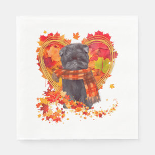 Serviette En Papier Affenpinscher Au Coeur Fait De Feuilles D'Automne