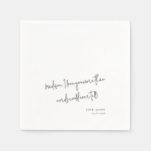 Serviette En Papier Affichage Mariage de style manuscrit de note d'amo