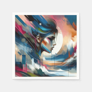 Serviette En Papier affiche Abstraite colorée sur le mur