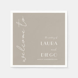 Serviette En Papier Affiche de bienvenue Mariage neutre simple