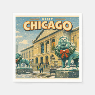 Serviette En Papier Affiche de l'Art Institute de Chicago en hiver