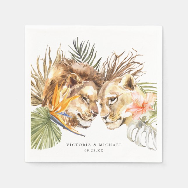 Serviette En Papier Africain Safari Boho Floral Monogramme (Devant)