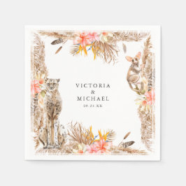 Serviette En Papier Africain Safari Boho Floral Monogramme