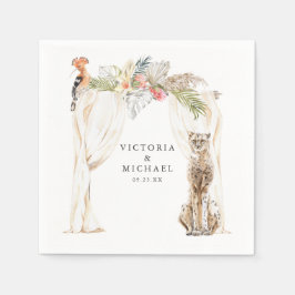 Serviette En Papier Africain Safari Boho Floral Monogramme