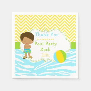 Serviette En Papier African American Boy Pool Party Bash Party