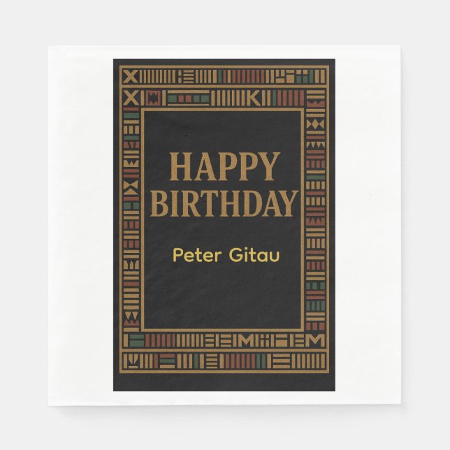 Serviette En Papier African Gold Kente Annithday Party Napkin (Devant)