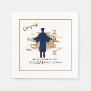 Serviette En Papier Afro-Américain Male Grad Invitation (Peau Noire)