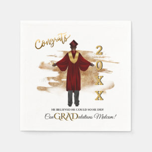 Serviette En Papier Afro-Américain Male Grad Invitation (Peau Noire)